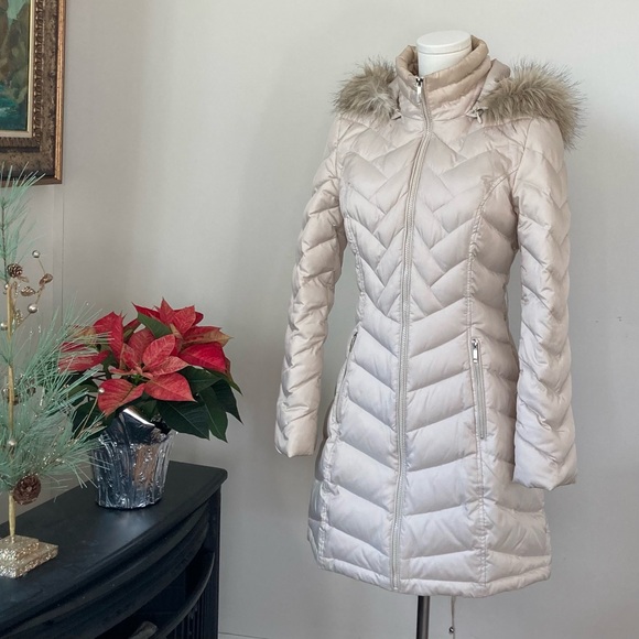 Laundry Down Midi Coat Puffer Jacket in Beige - Picture 3 of 8